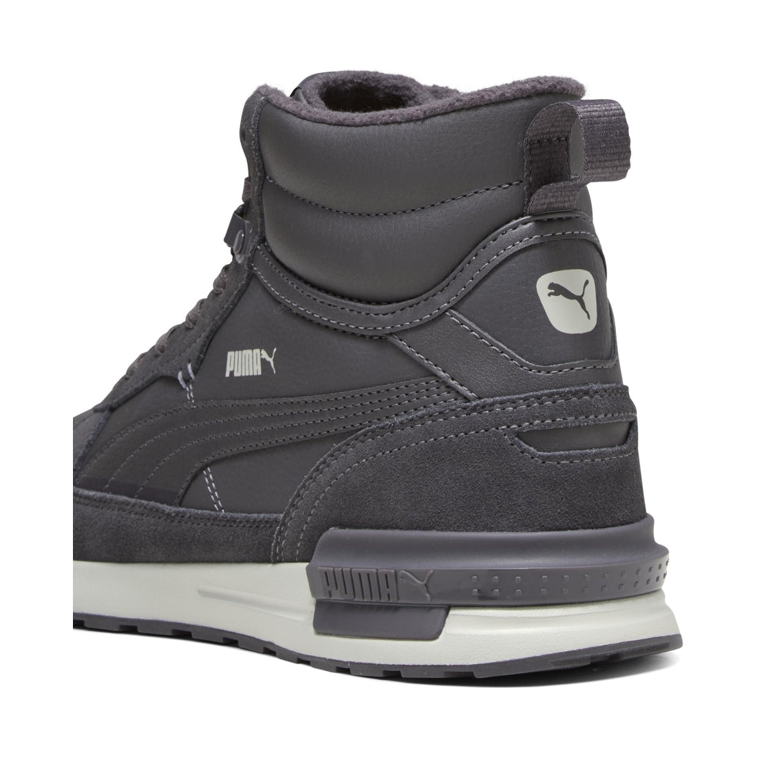 Puma mens dark coal ash gray graviton mid booties | Vilbury London