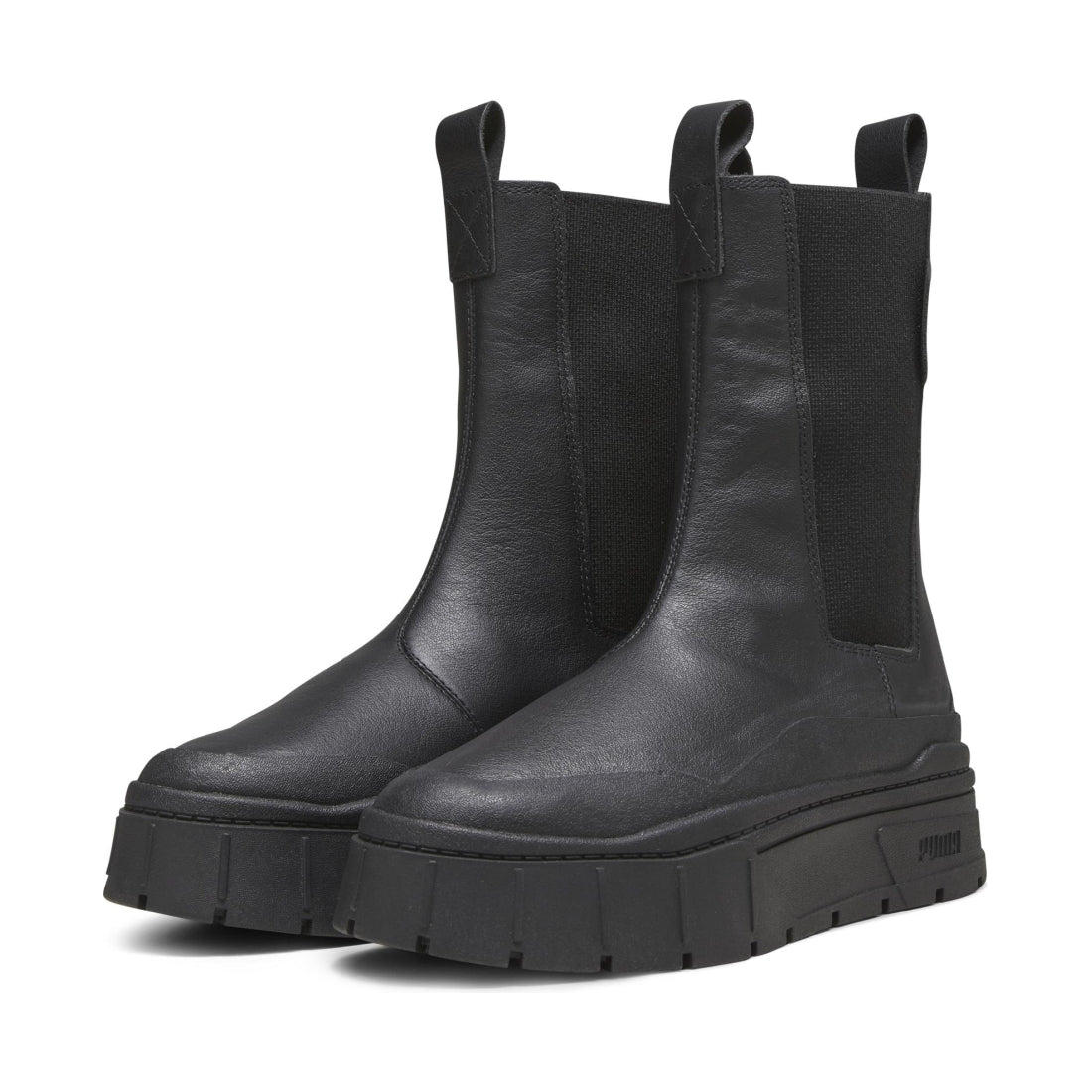 Puma womens black mayze stack chelsea booties | Vilbury London