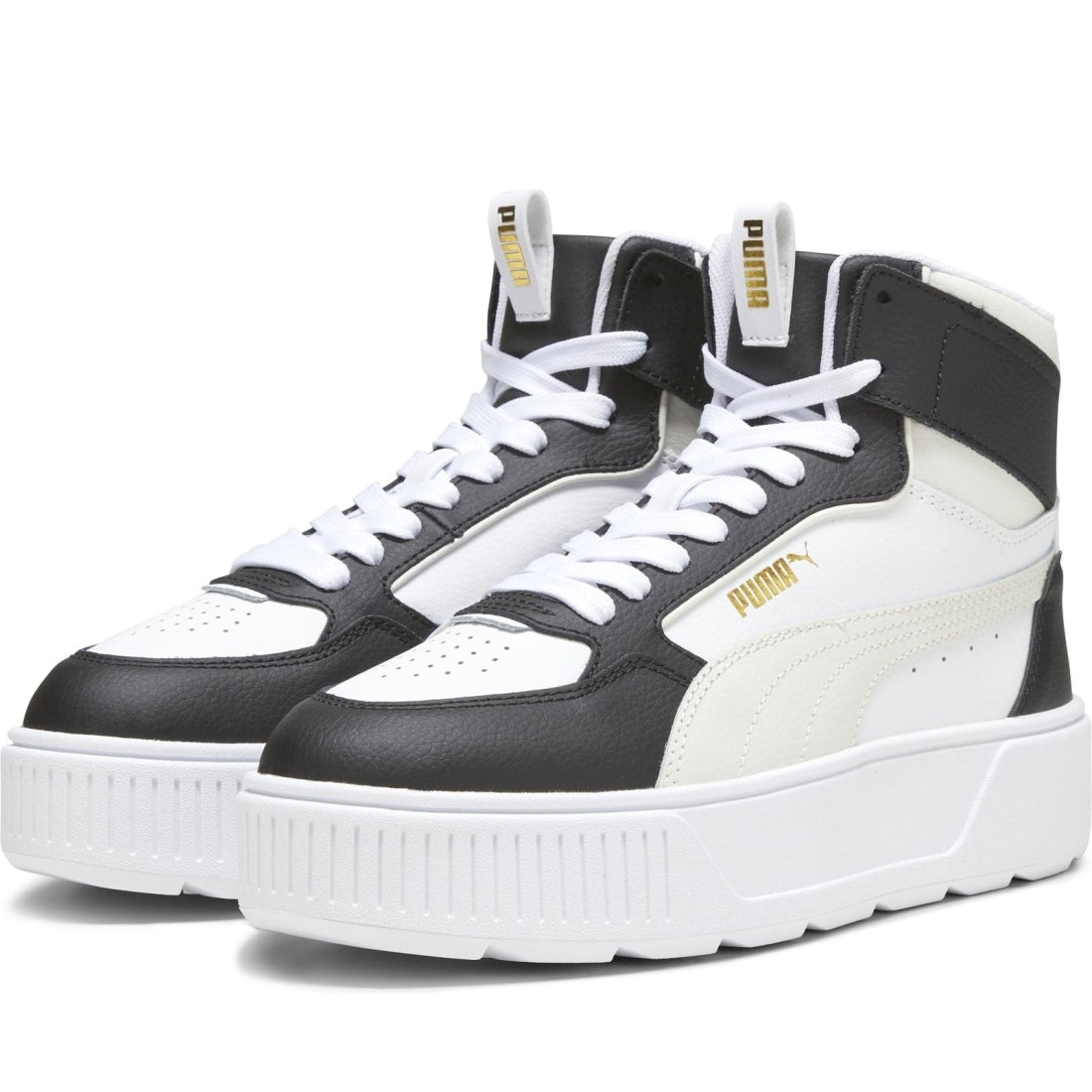 Puma womens white gray black karmen rebelle mid booties | Vilbury London