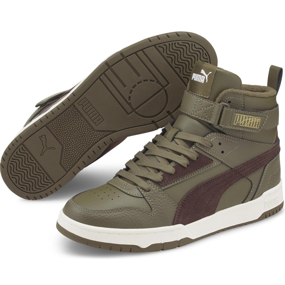 Puma mens olive chocolate gold rbd game wtr booties | Vilbury London