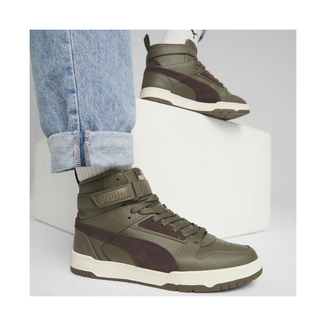 Puma mens olive chocolate gold rbd game wtr booties | Vilbury London