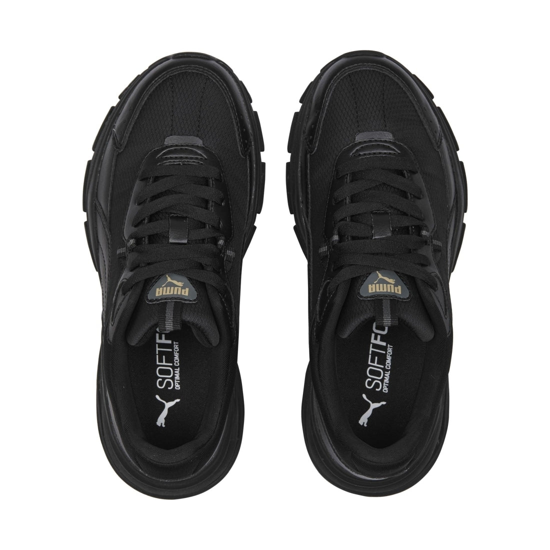 Puma womens black gray gold cassia via leisure trainers | Vilbury London