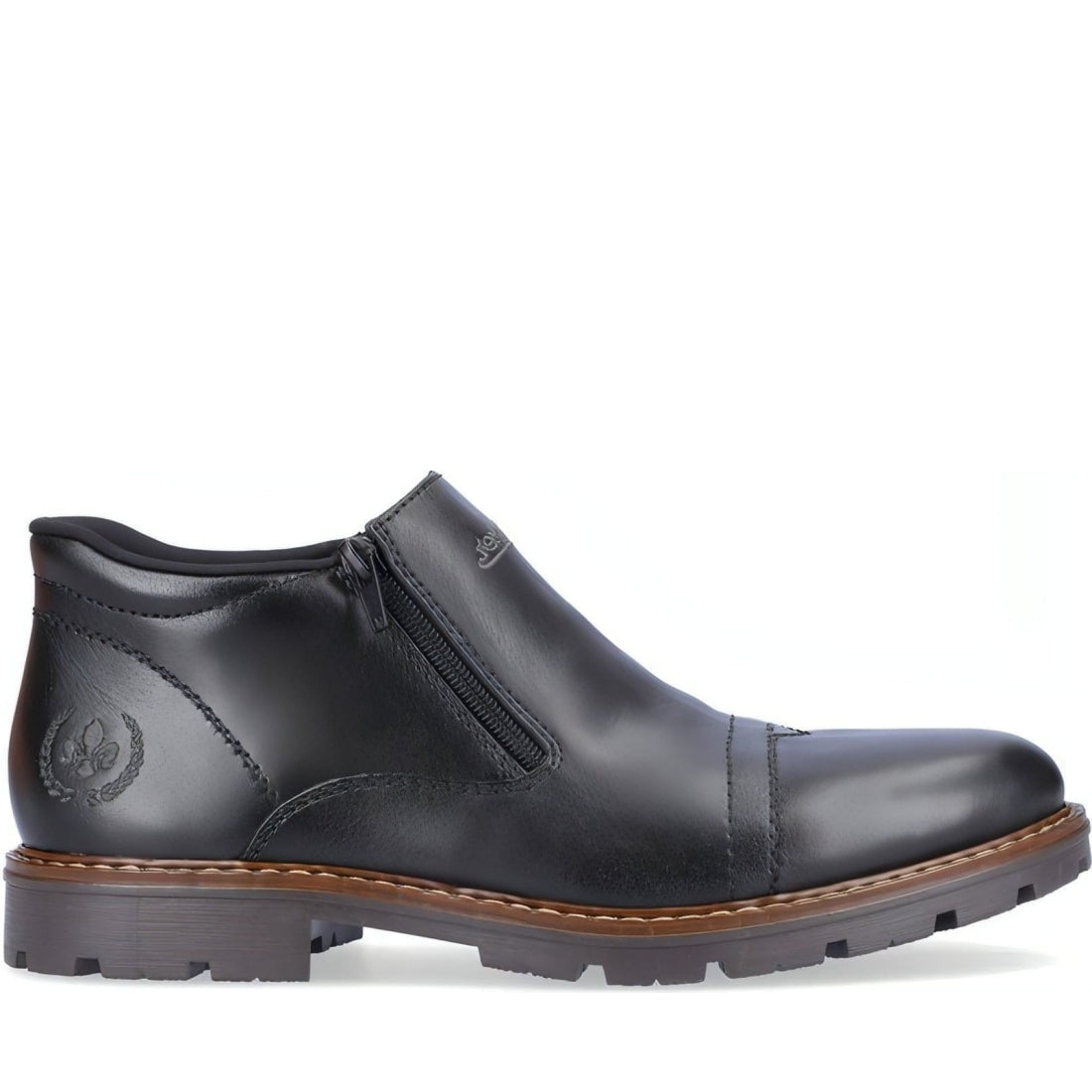 Rieker mens black casual closed booties | Vilbury London