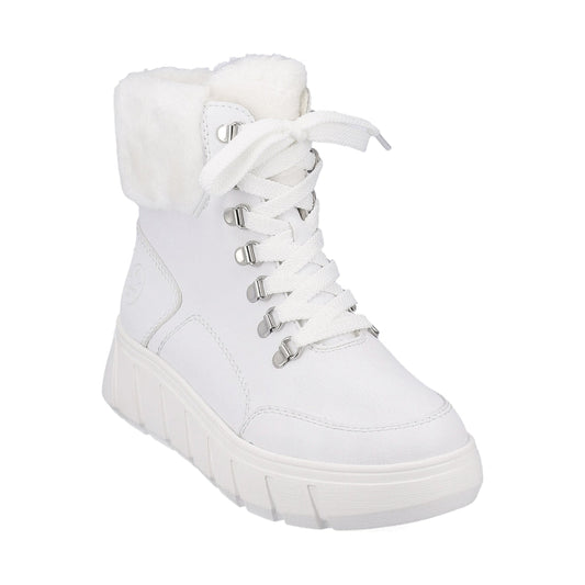 Rieker womens white casual closed booties | Vilbury London