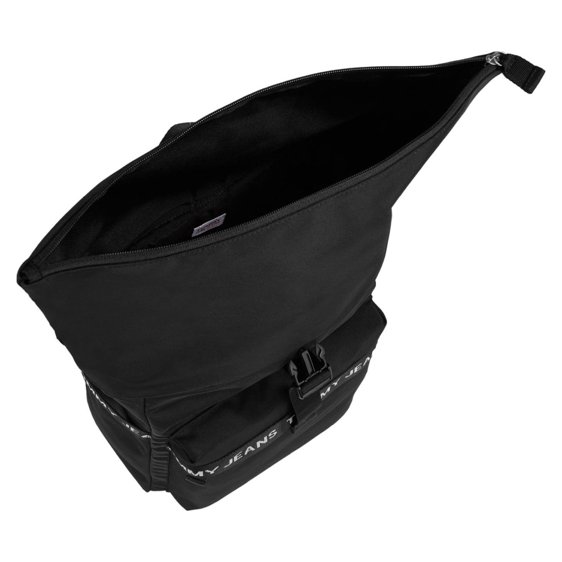 Tommy Jeans mens black essential rolltop backpack | Vilbury London