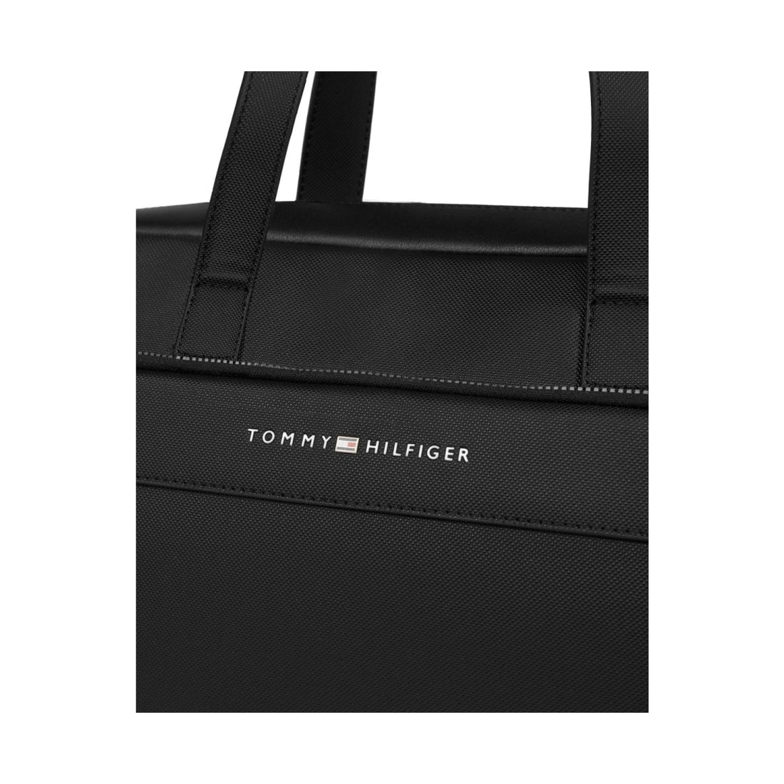 Tommy Hilfiger mens black pique slim computer bag | Vilbury London