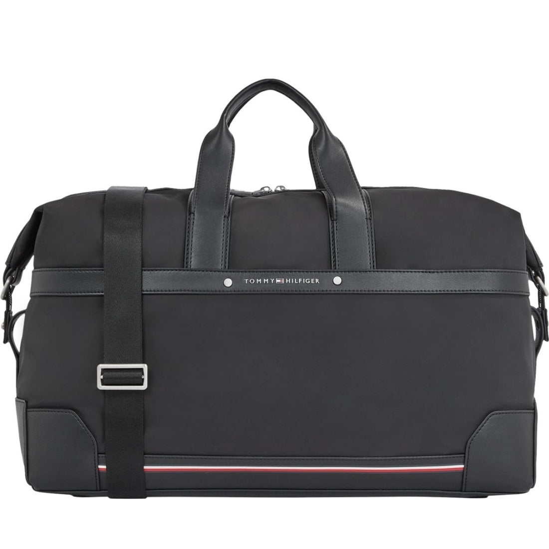 Tommy Hilfiger mens black central repreve weekender | Vilbury London