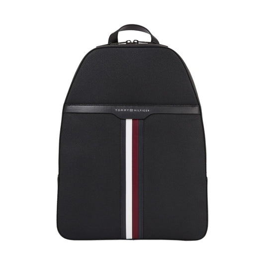 Tommy Hilfiger mens black coated canvas backpack | Vilbury London
