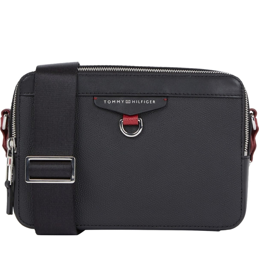 Tommy Hilfiger mens black structured camera bag | Vilbury London