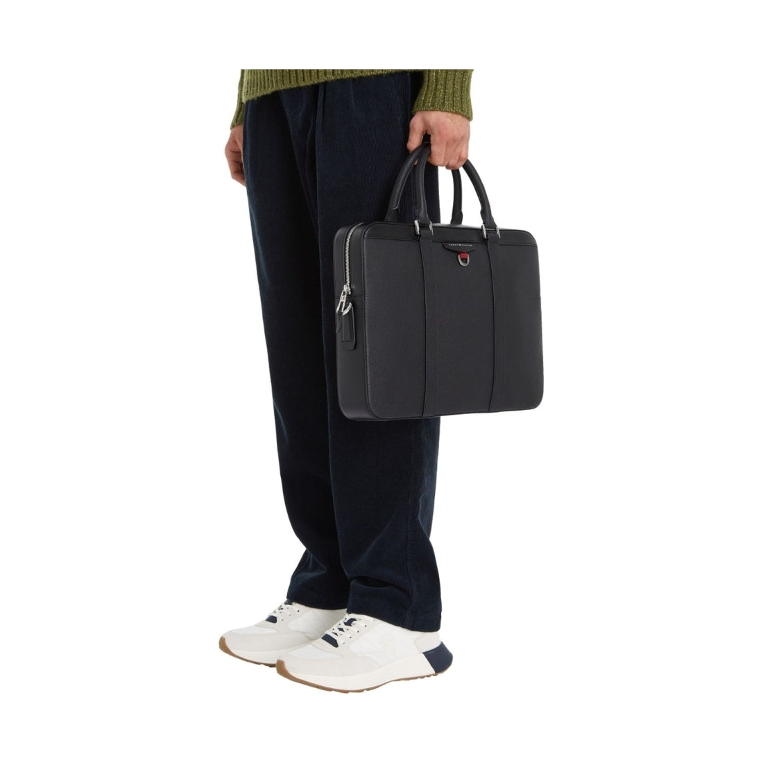 Tommy Hilfiger mens black structured laptop bag | Vilbury London
