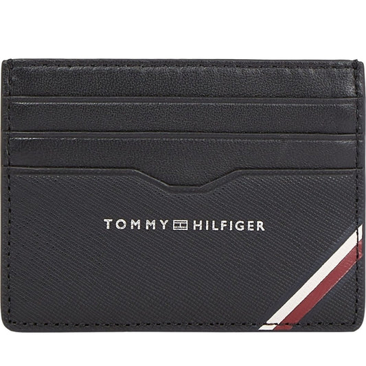 Tommy Hilfiger mens black central cc holder card case | Vilbury London
