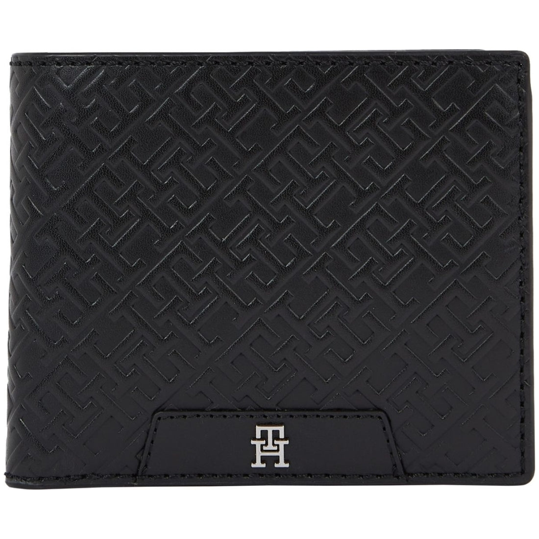 Tommy Hilfiger mens black monogram cc/coin wallets | Vilbury London