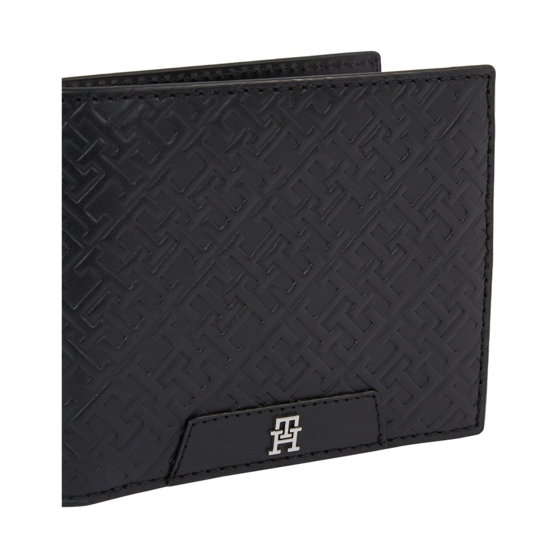 Tommy Hilfiger mens black monogram cc/coin wallets | Vilbury London