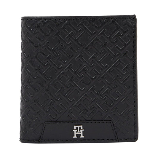 Tommy Hilfiger mens black monogram wallets | Vilbury London