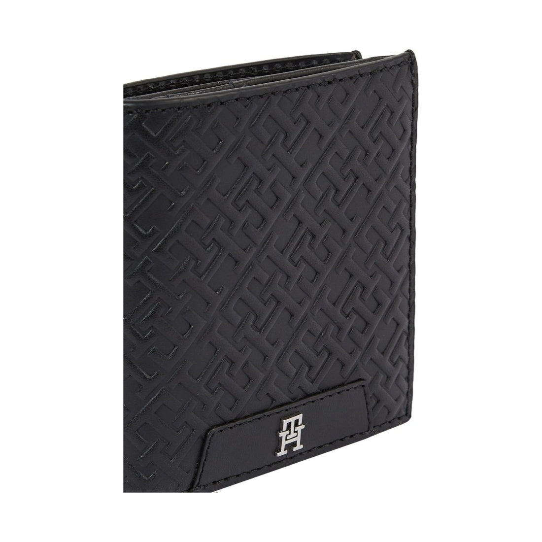 Tommy Hilfiger mens black monogram wallets | Vilbury London