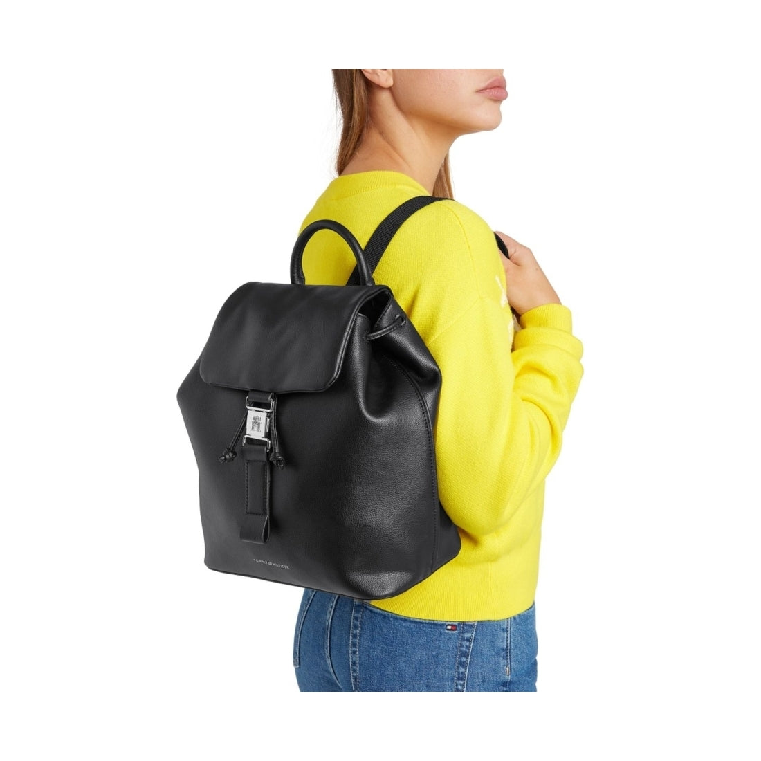 Tommy Hilfiger womens black contemporary backpack | Vilbury London