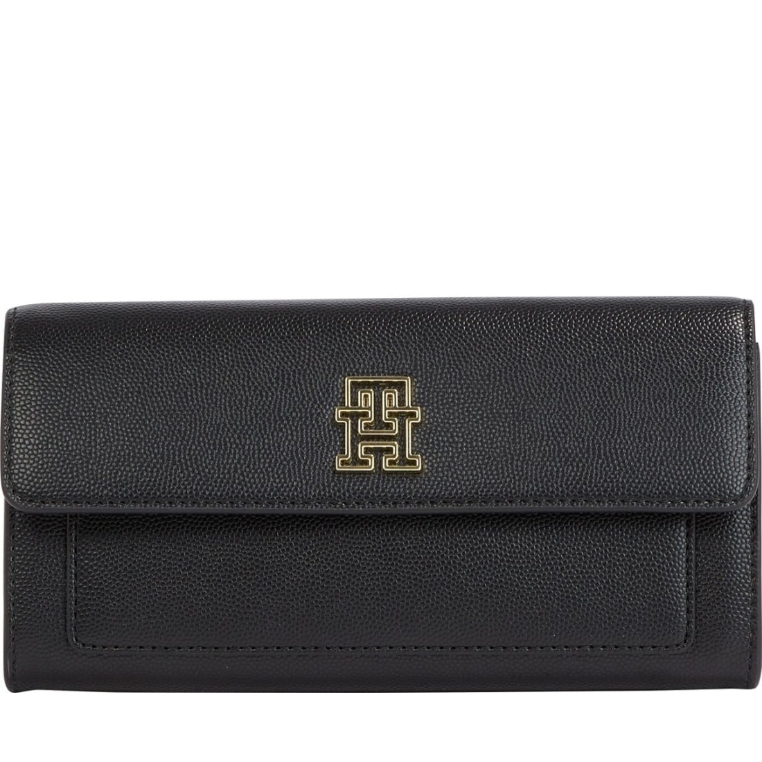 Tommy Hilfiger womens black timeless large flap wallets | Vilbury London