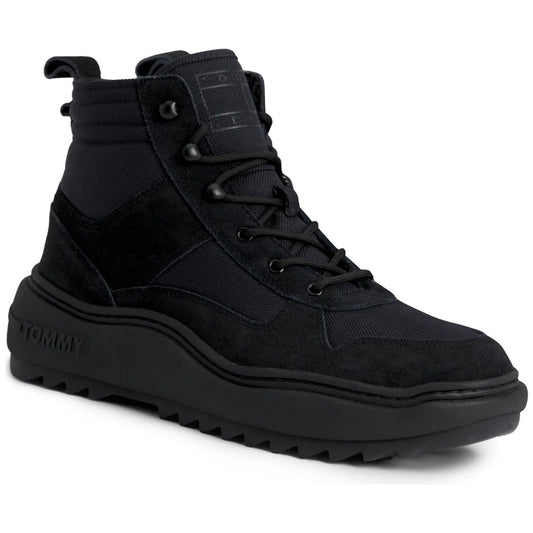 Tommy Jeans mens black mix material boot | Vilbury London