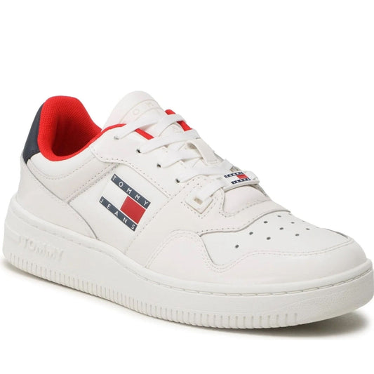 Tommy Jeans womens corporate retro basket glossy sport shoe | Vilbury London