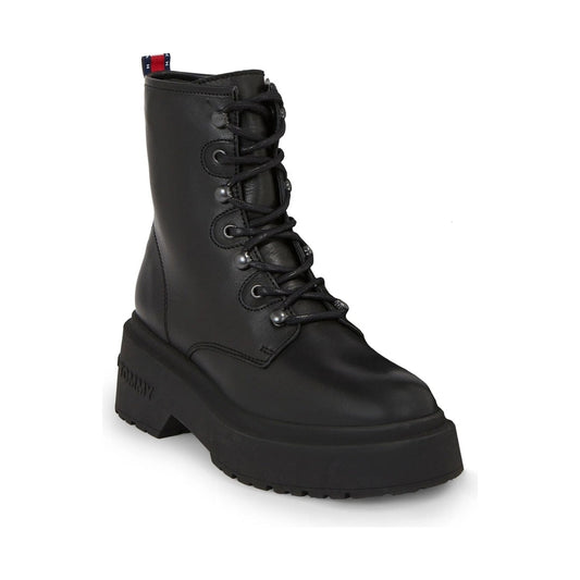 Tommy Jeans womens black lace up boot chunky | Vilbury London