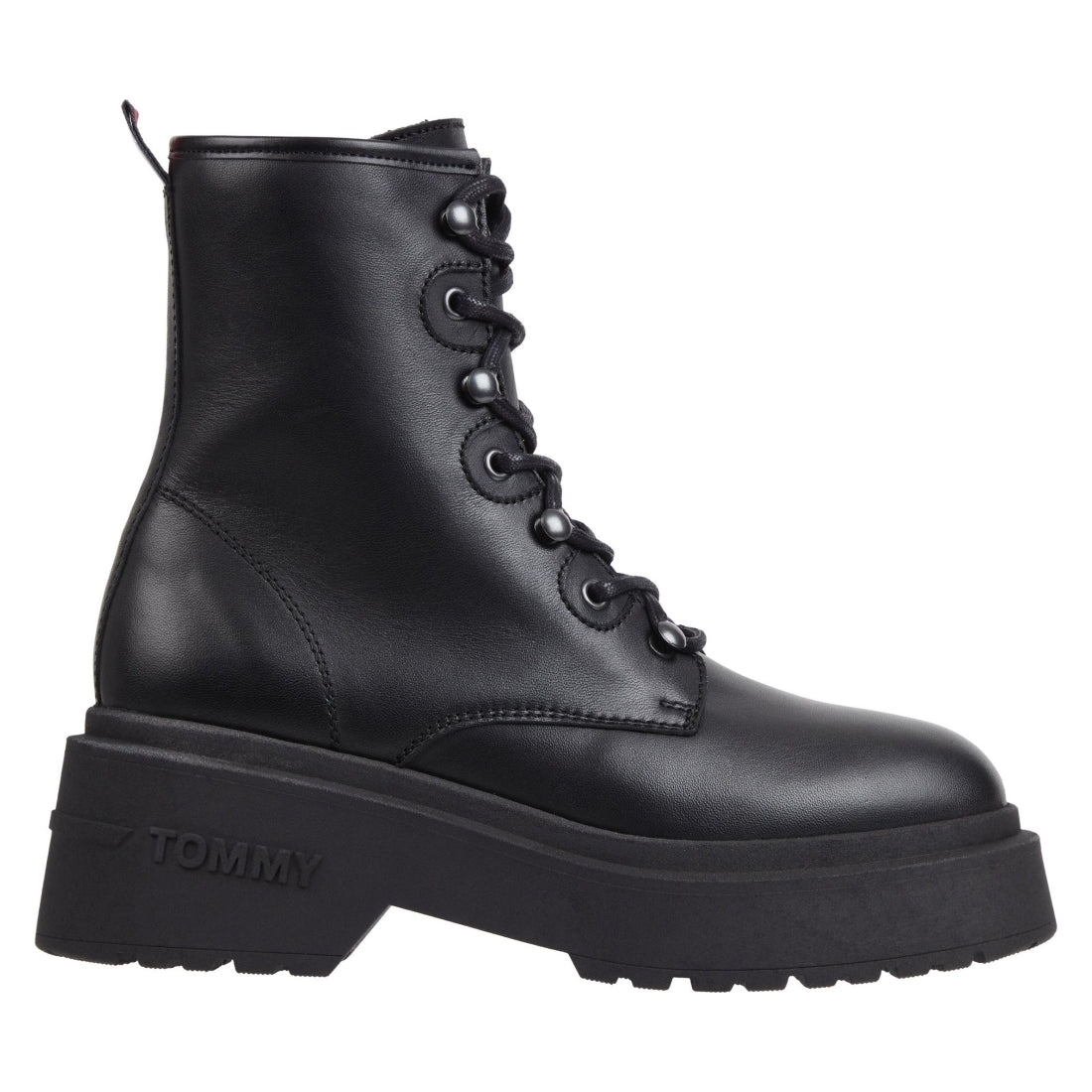 Tommy Jeans womens black lace up boot chunky | Vilbury London