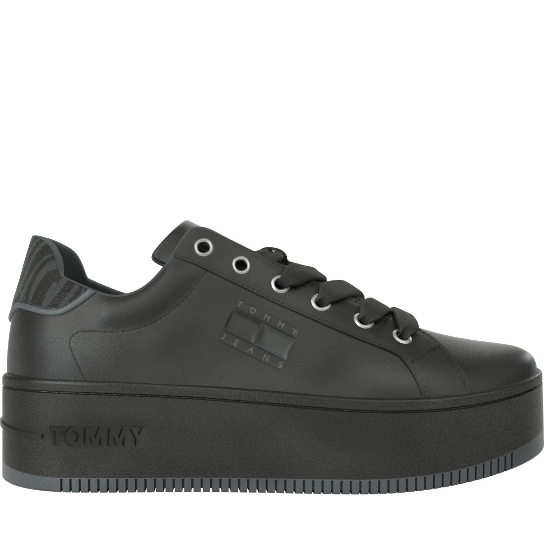 Tommy Jeans womens black flatform animal sport shoe | Vilbury London