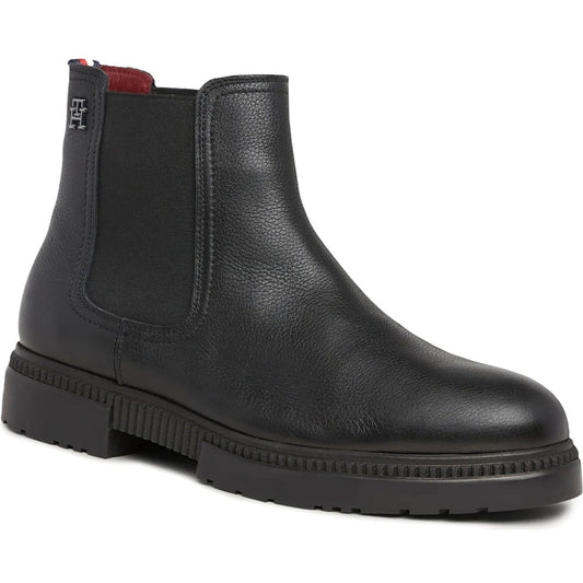 Tommy Hilfiger mens black comfort cleated thermo booties | Vilbury London