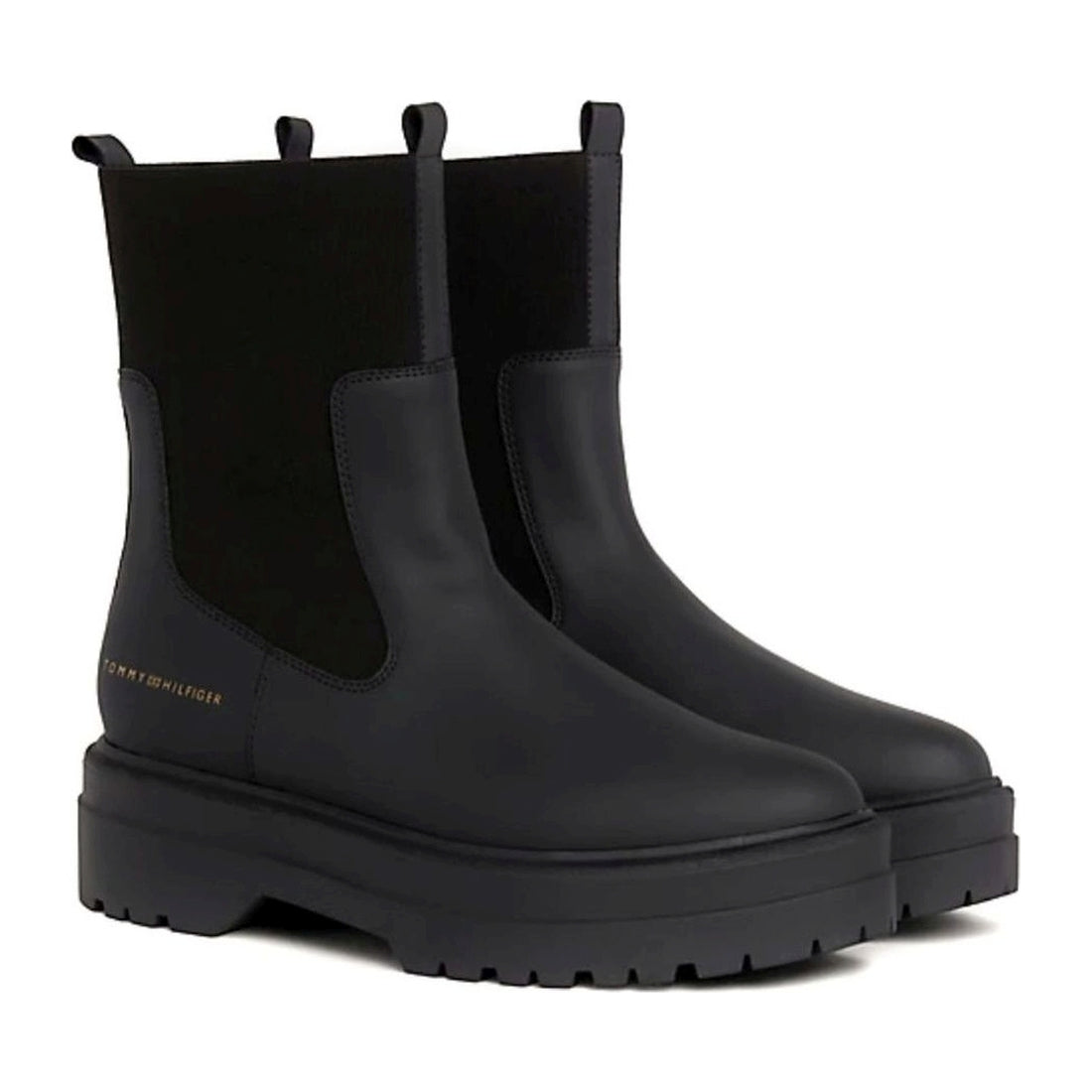 Tommy Hilfiger womens black feminine seasonal utility boot | Vilbury London