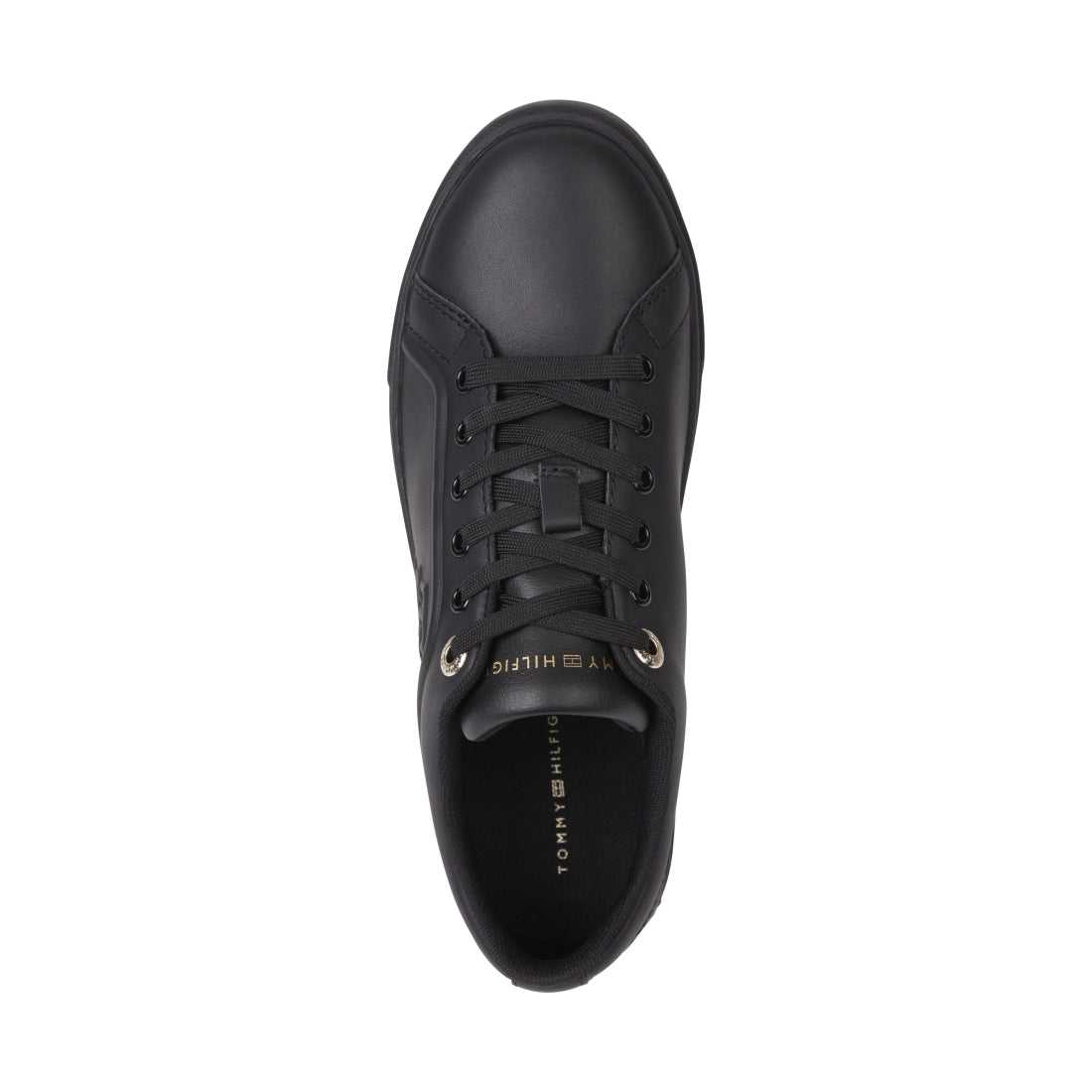 Tommy Hilfiger womens triple black casual cupsole sneaker | Vilbury London