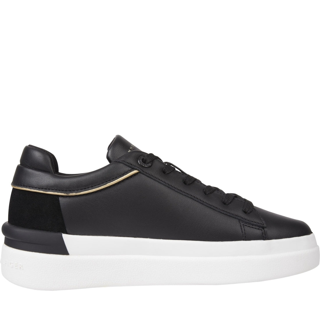 Tommy Hilfiger womens black corp webbing court sneaker | Vilbury London