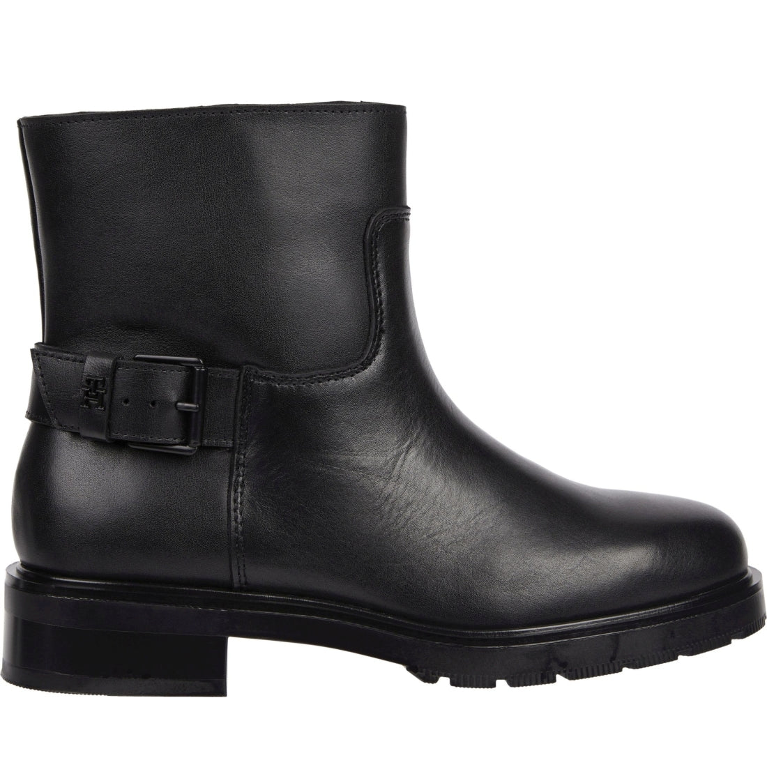 Tommy Hilfiger womens black monochromatic bikerboot | Vilbury London