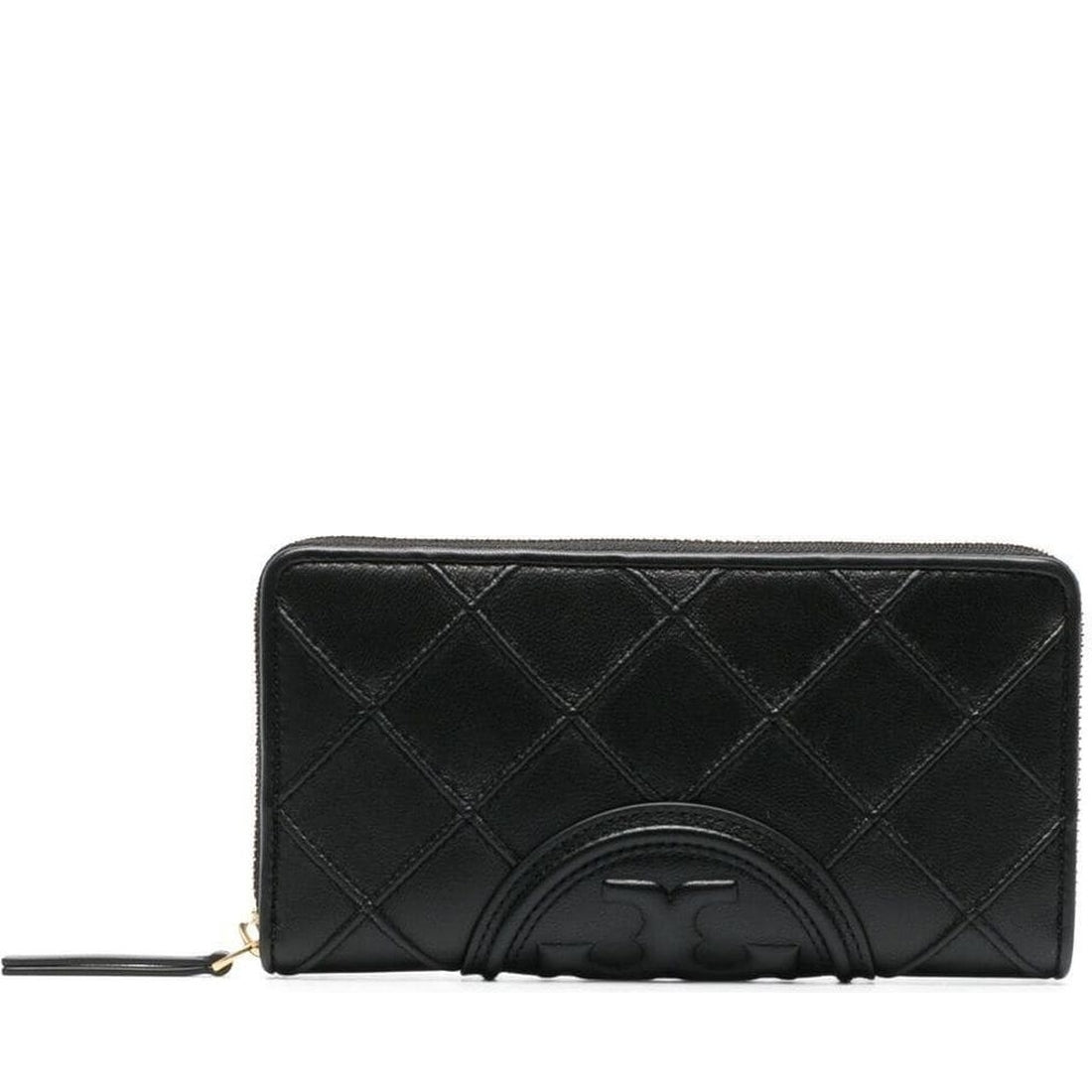 Tory Burch womens black fleming soft zip wallet | Vilbury London