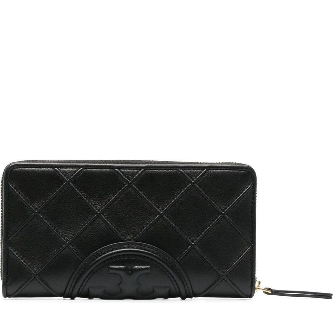 Tory Burch womens black fleming soft zip wallet | Vilbury London