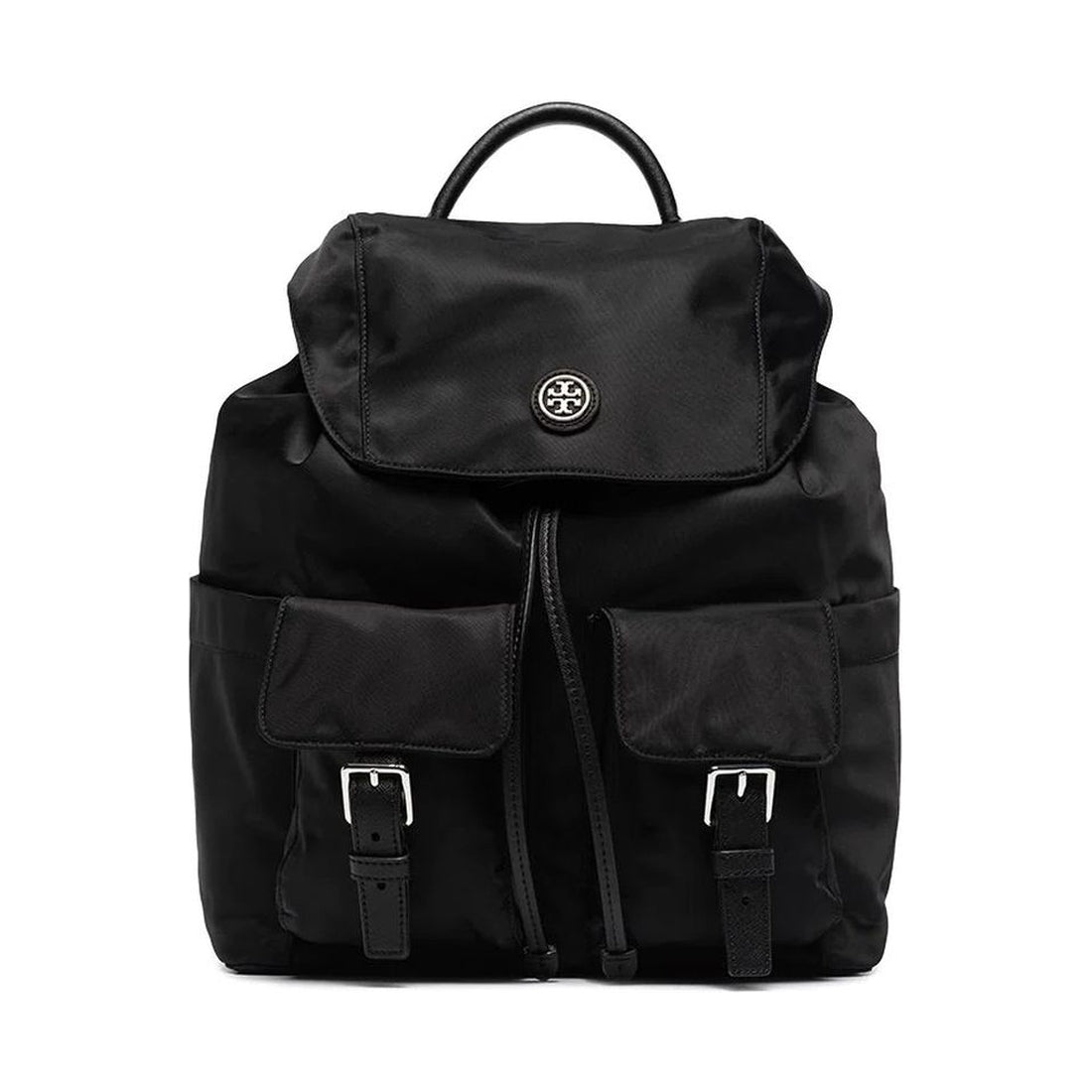 Tory Burch womens black virginia flap backpack | Vilbury London