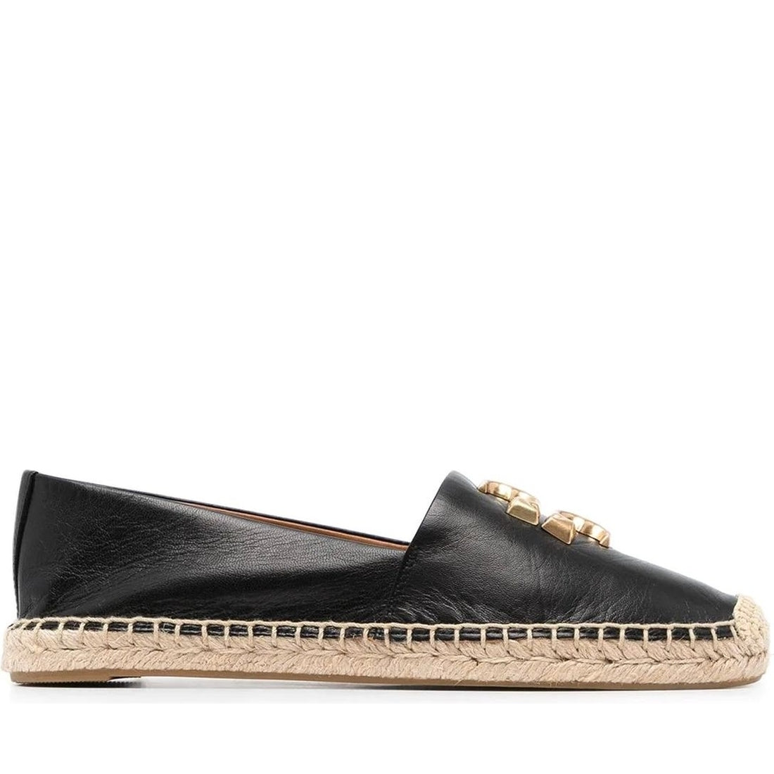 Tory Burch womens perfect black, gold eleanor espadrille | Vilbury London