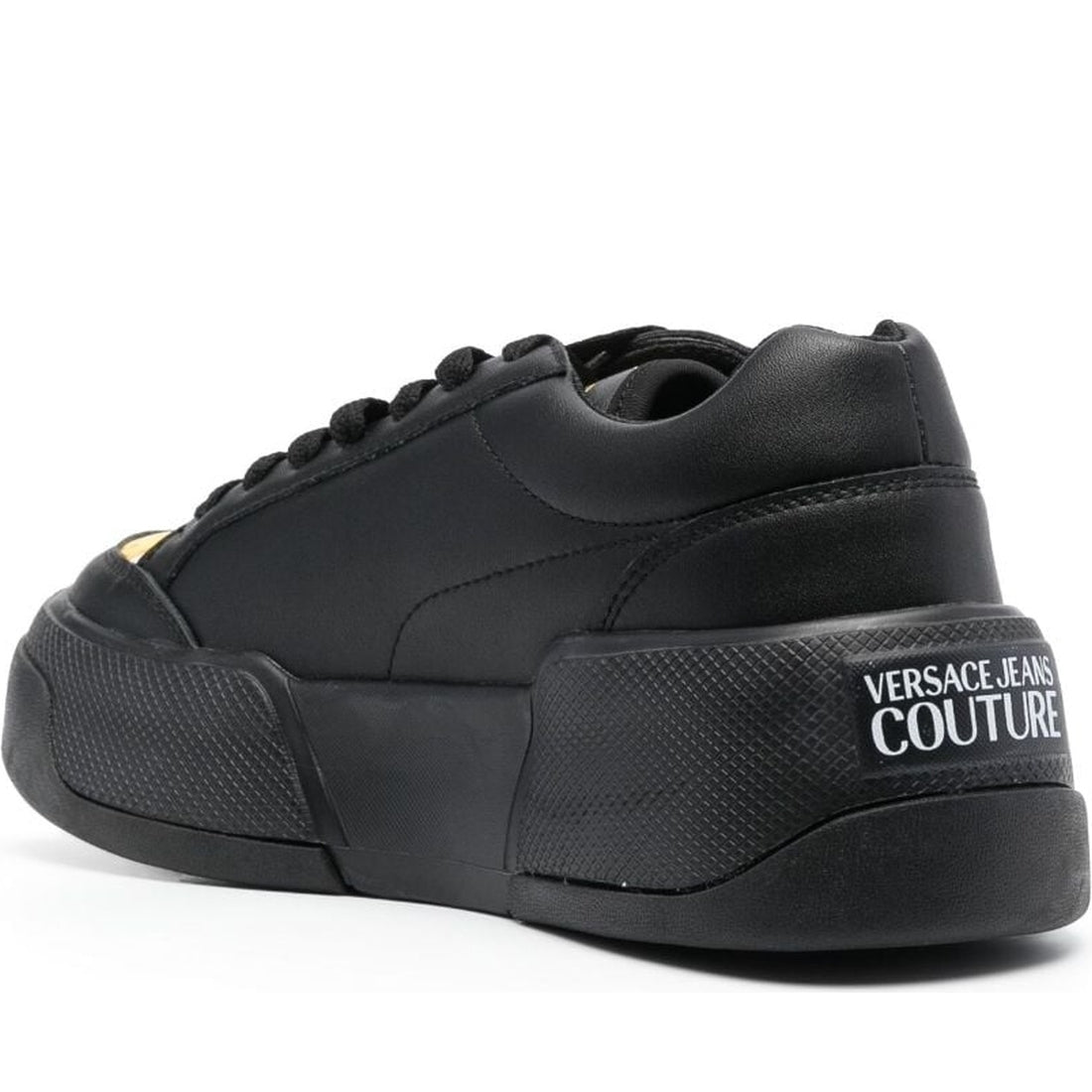 Versace Jeans Couture womens black, gold ravewing sneakers | Vilbury London