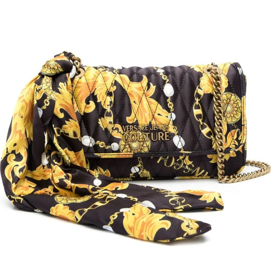 Versace Jeans Couture womens black, gold thelma soft bag | Vilbury London