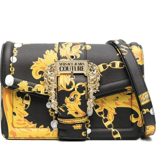 Versace Jeans Couture womens black, gold couture a spalla bag | Vilbury London
