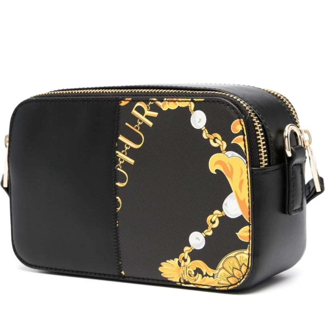 Versace Jeans Couture womens black, gold rock cut crossbody | Vilbury London