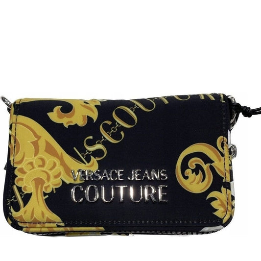 Versace Jeans Couture womens black, gold sporty logo crossbody | Vilbury London