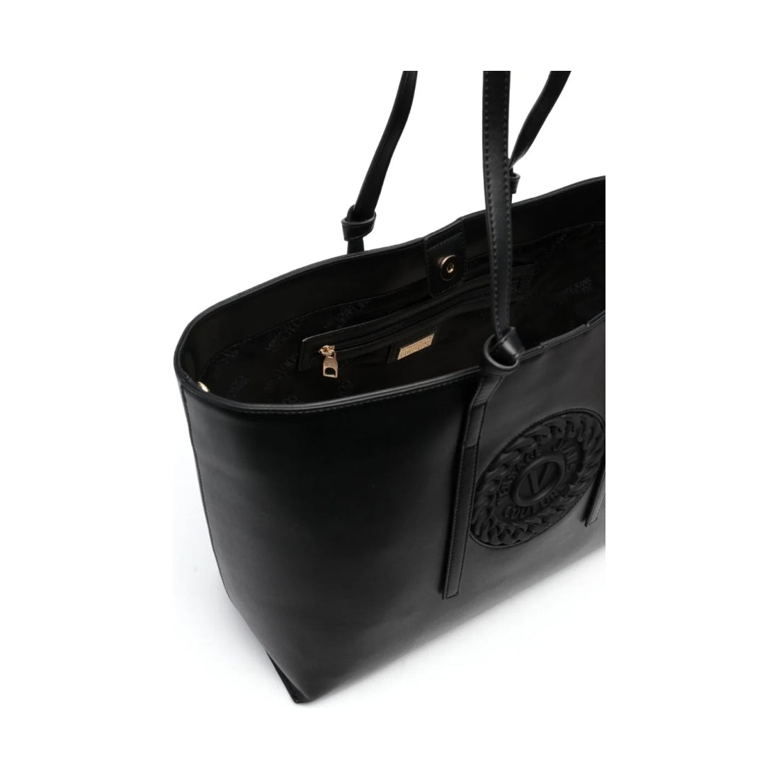 Versace Jeans Couture womens black v emblem tote bag | Vilbury London