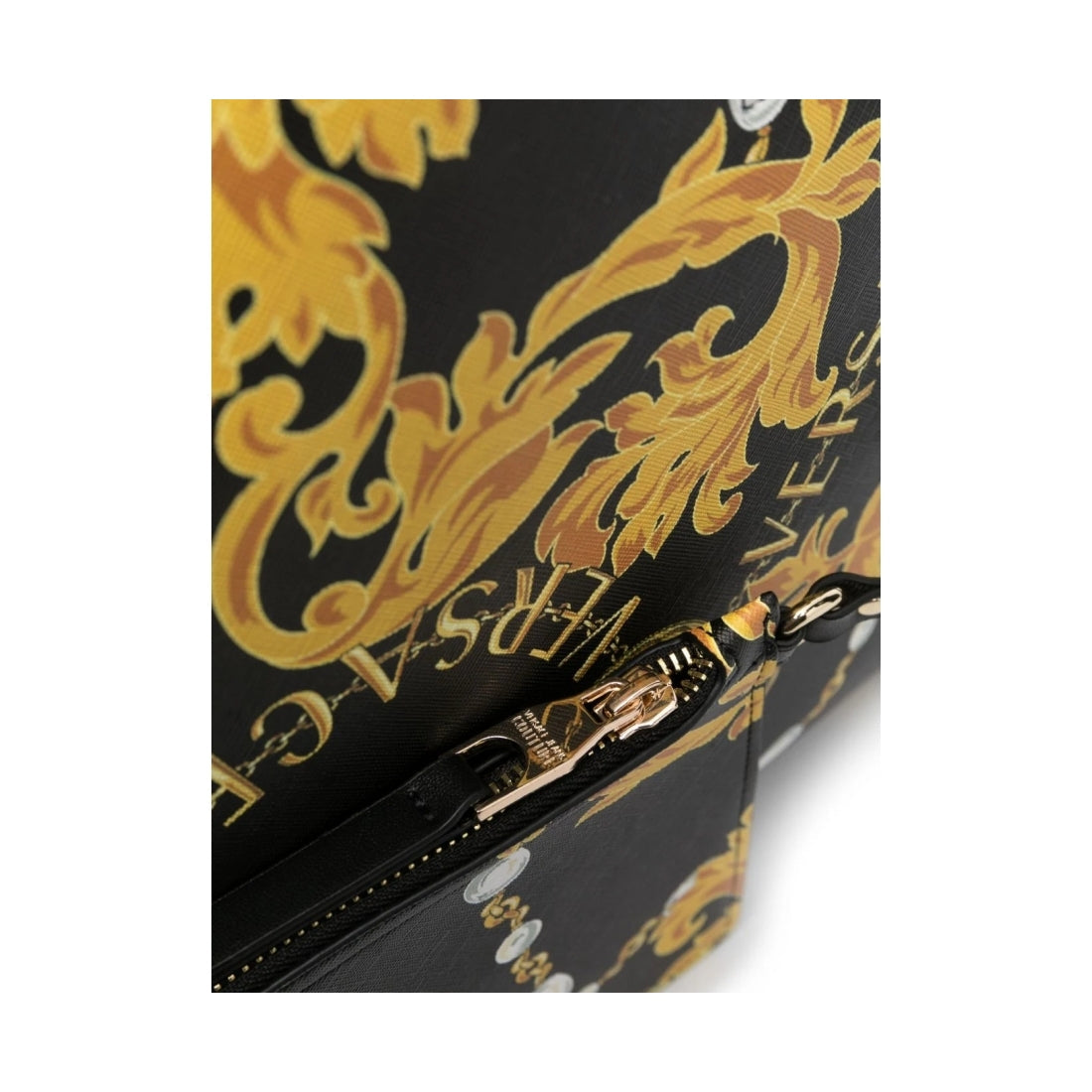 Versace Jeans Couture womens black, gold reversible shopping bag | Vilbury London