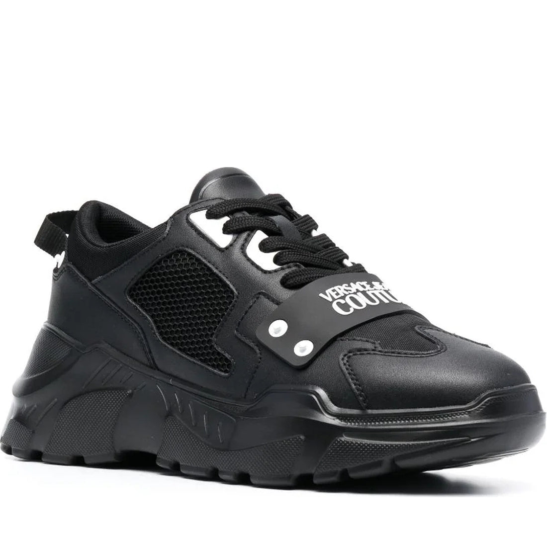 Versace Jeans Couture mens black speedtrack sneakers | Vilbury London