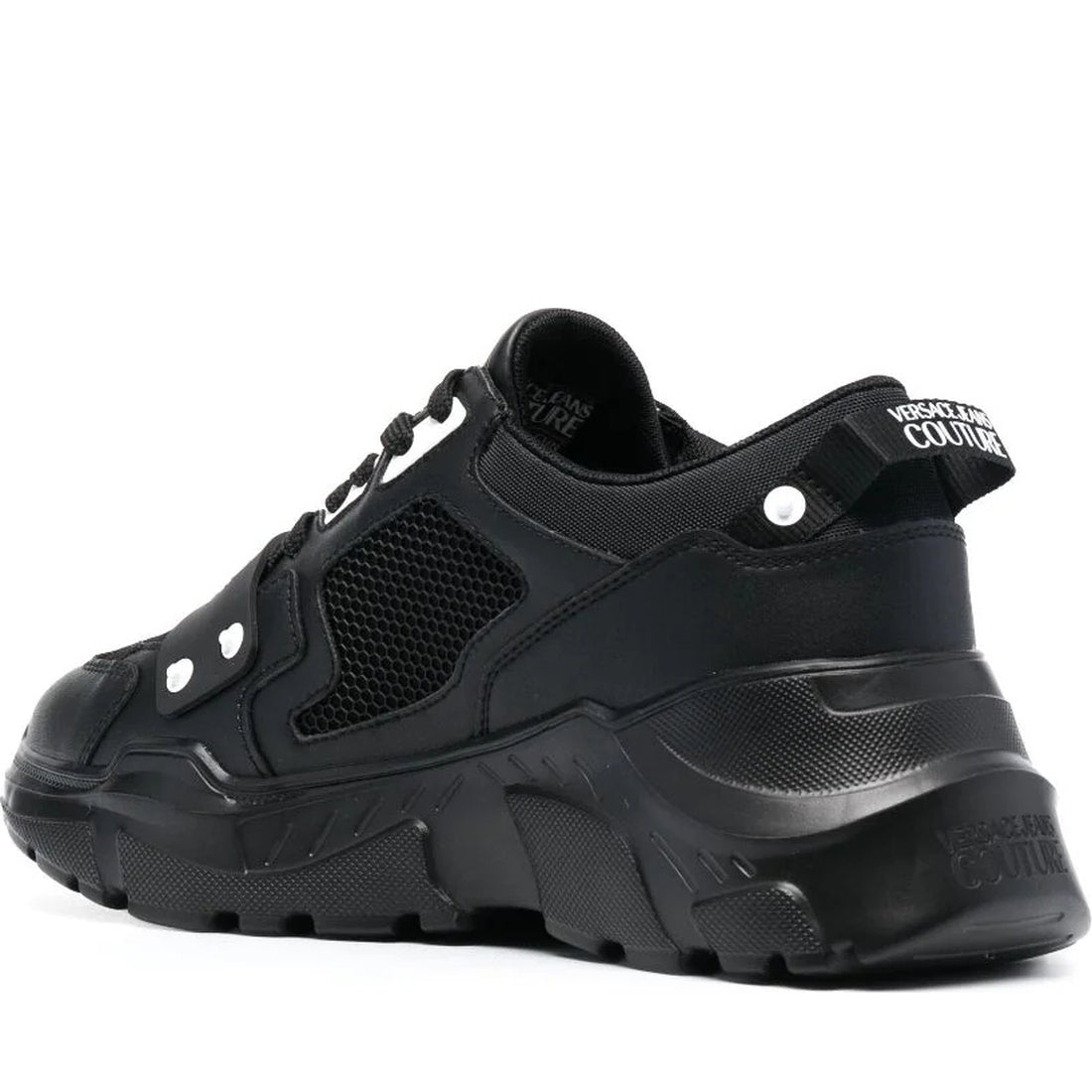 Versace Jeans Couture mens black speedtrack sneakers | Vilbury London