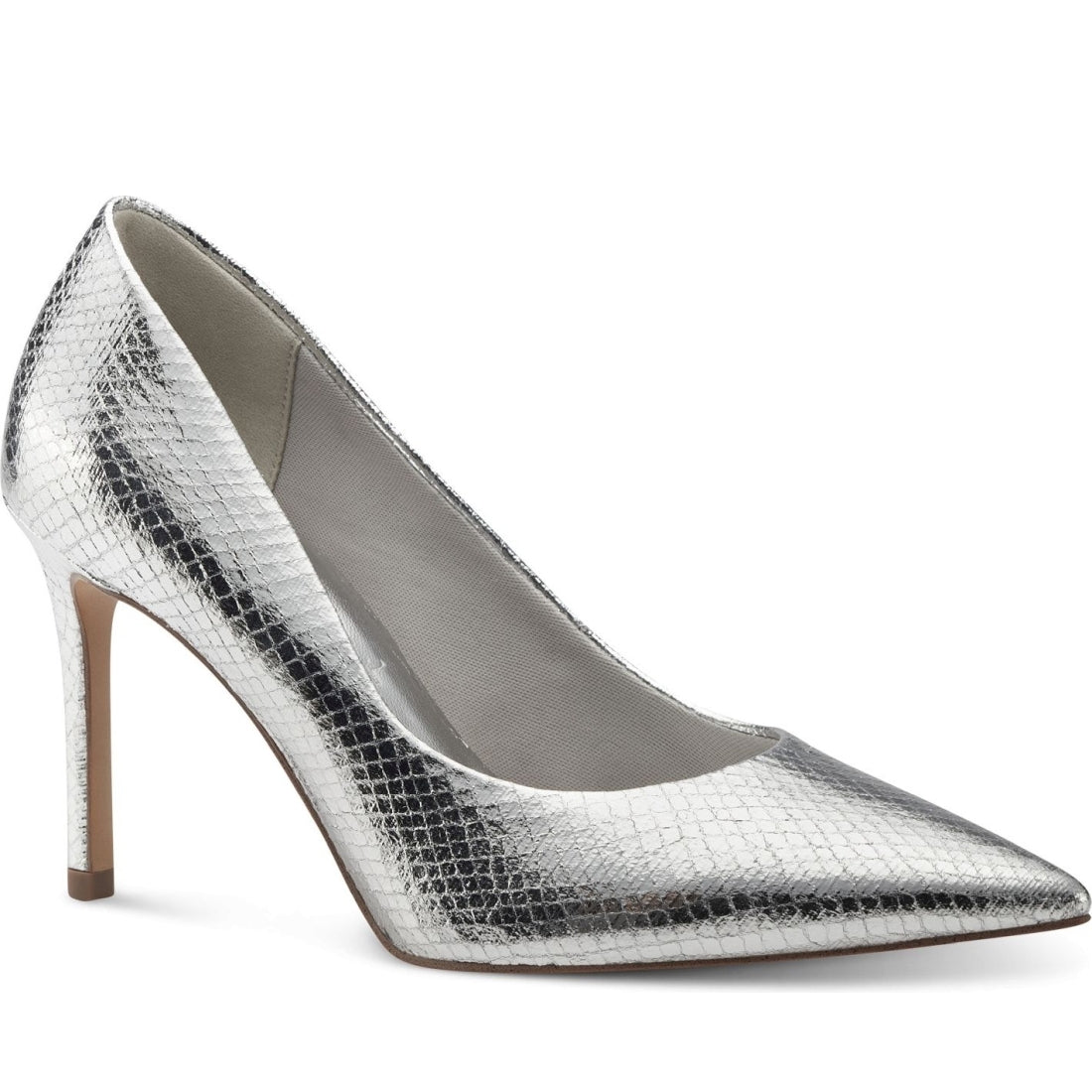 Tamaris womens silver elegant closed pumps | Vilbury London