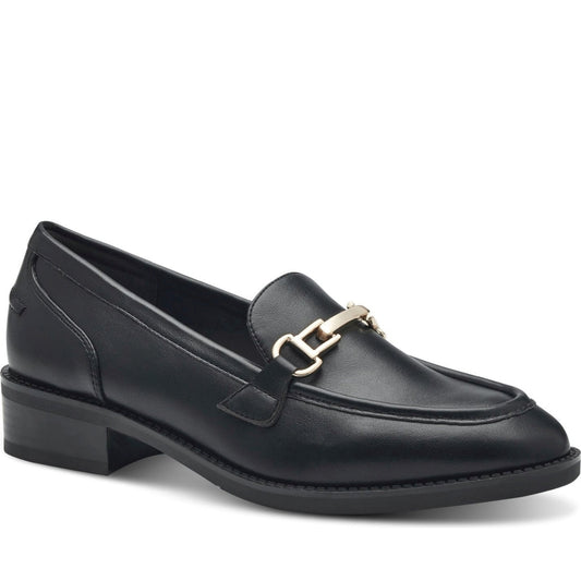 Tamaris womens black elegant closed loafers | Vilbury London