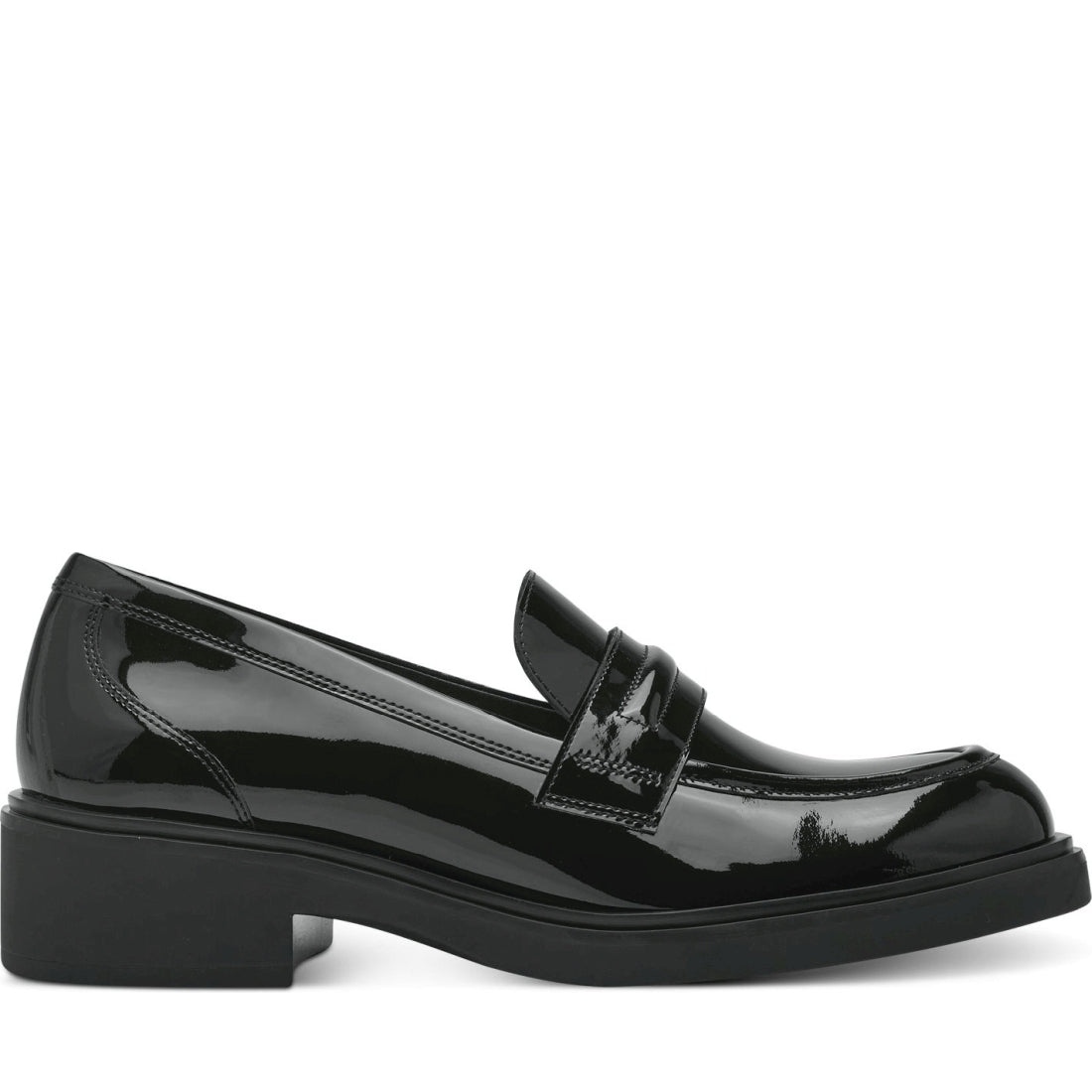 Tamaris womens black elegant closed loafers | Vilbury London