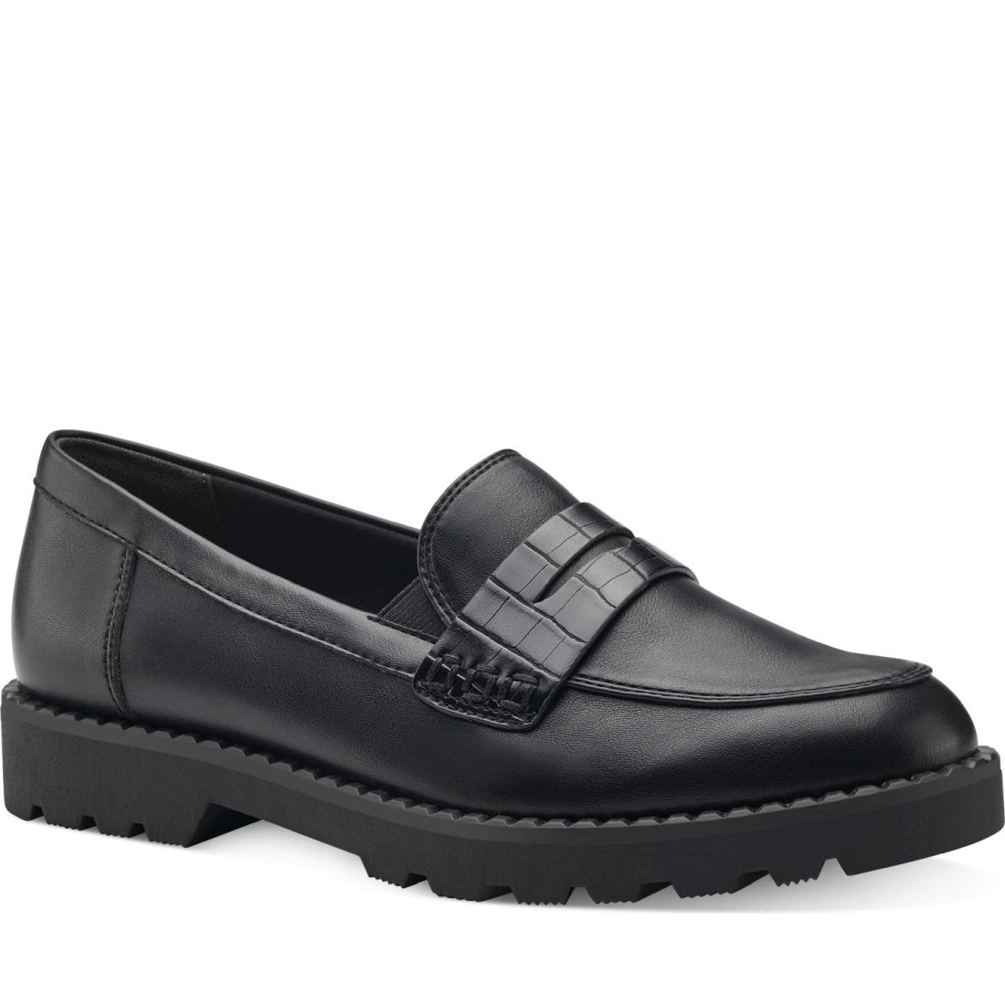 Tamaris womens black casual closed loafers | Vilbury London