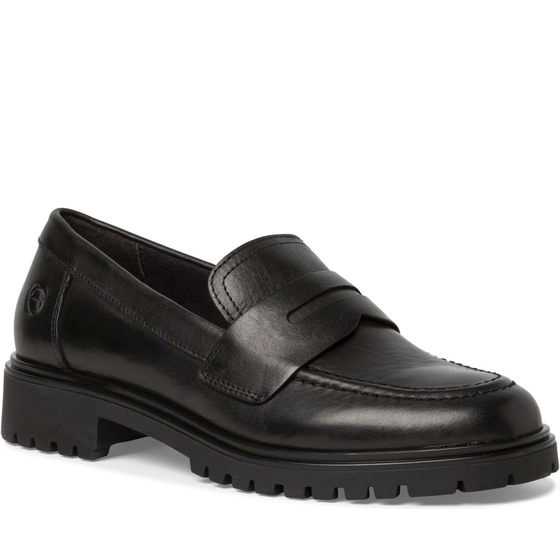 Tamaris womens black casual closed loafers | Vilbury London