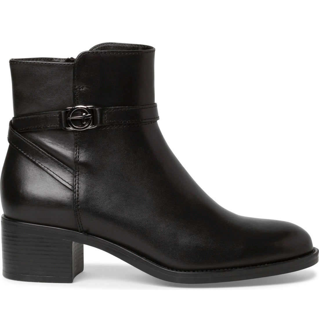 Tamaris womens black casual closed booties | Vilbury London